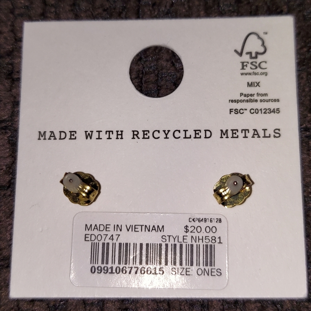 Madewell Gold Butterfly Stud Earrings Hypoallergenic Titanium Posts NWT - Picture 2 of 2